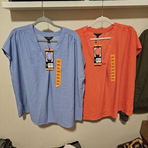 Banana Republic Orange V-Neck Blouse XXL